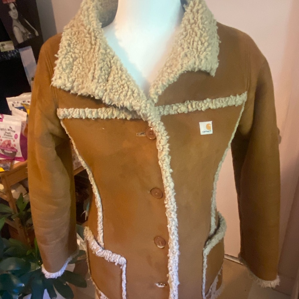 Carhartt Women's Tan Sherpa Jacket with Cream Accents